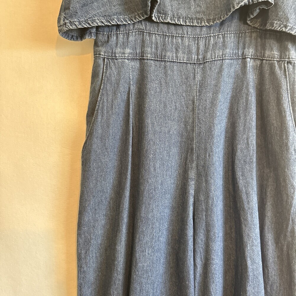 Miss Valley Women’s Size 10 Denim Jumpsuit “Cape-style overlay top” Wide Leg - Picture 5 of 14